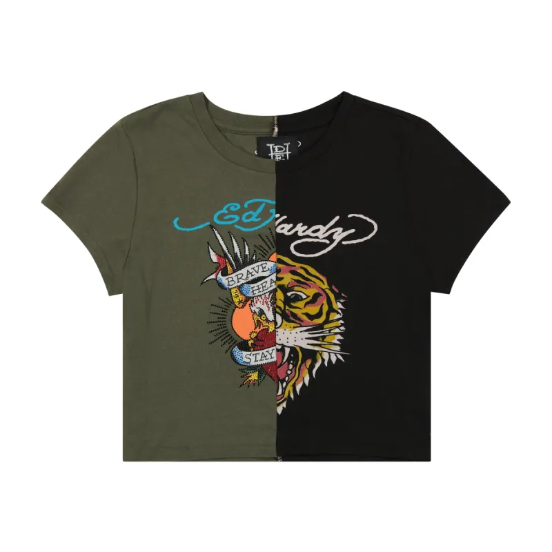One of a Kind Split Baby Tee sold by Ed Hardy