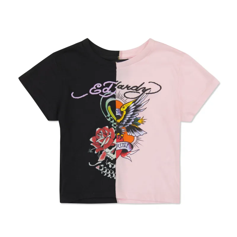 One of a Kind Split Baby Tee sold by Ed Hardy