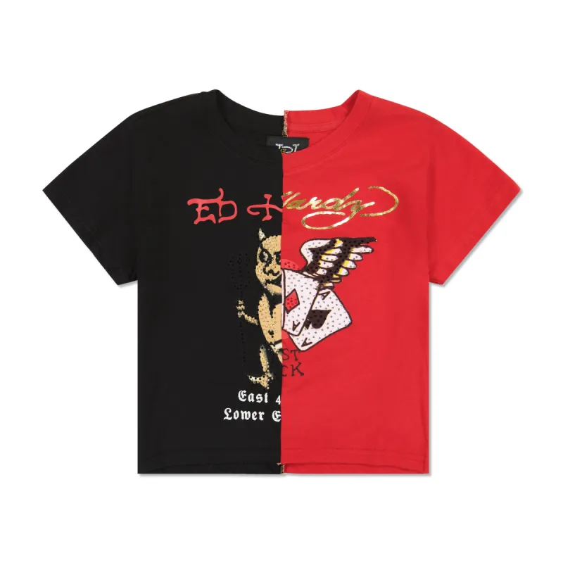 One of a Kind Split Baby Tee sold by Ed Hardy