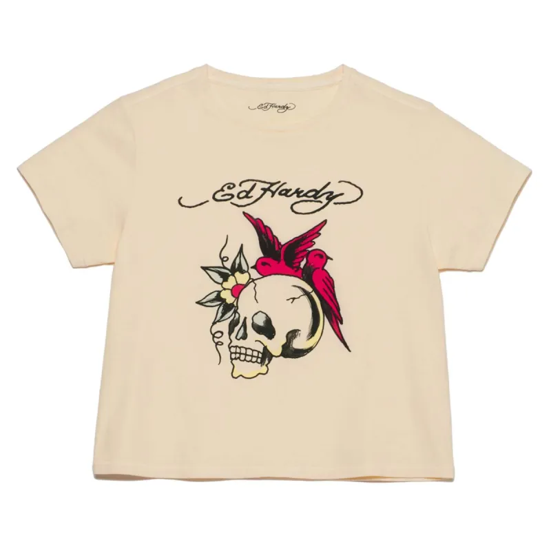 Womens "Swiftlet Skull" Cropped Tee sold by Ed Hardy