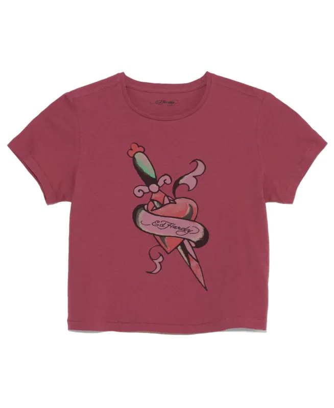 Heart Dagger Cropped Women's Tee sold by Ed Hardy