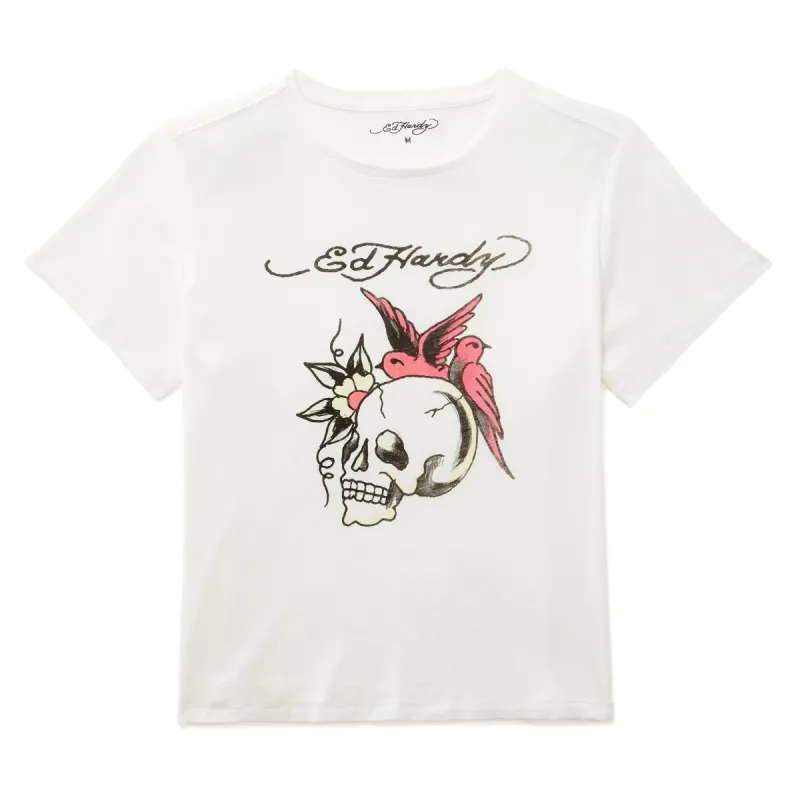 Skull Swallow Cropped Women's Tee sold by Ed Hardy