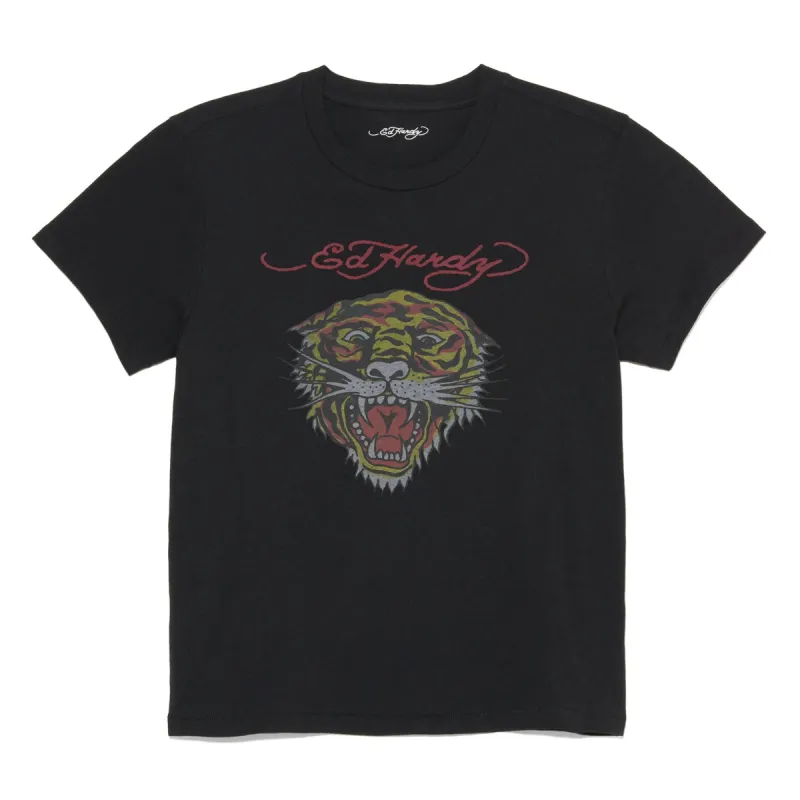 Women's Retro Tiger Head Boyfriend Tee sold by Ed Hardy