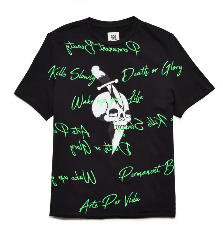 Skull Dagger Scribble T-Shirt sold by Ed Hardy