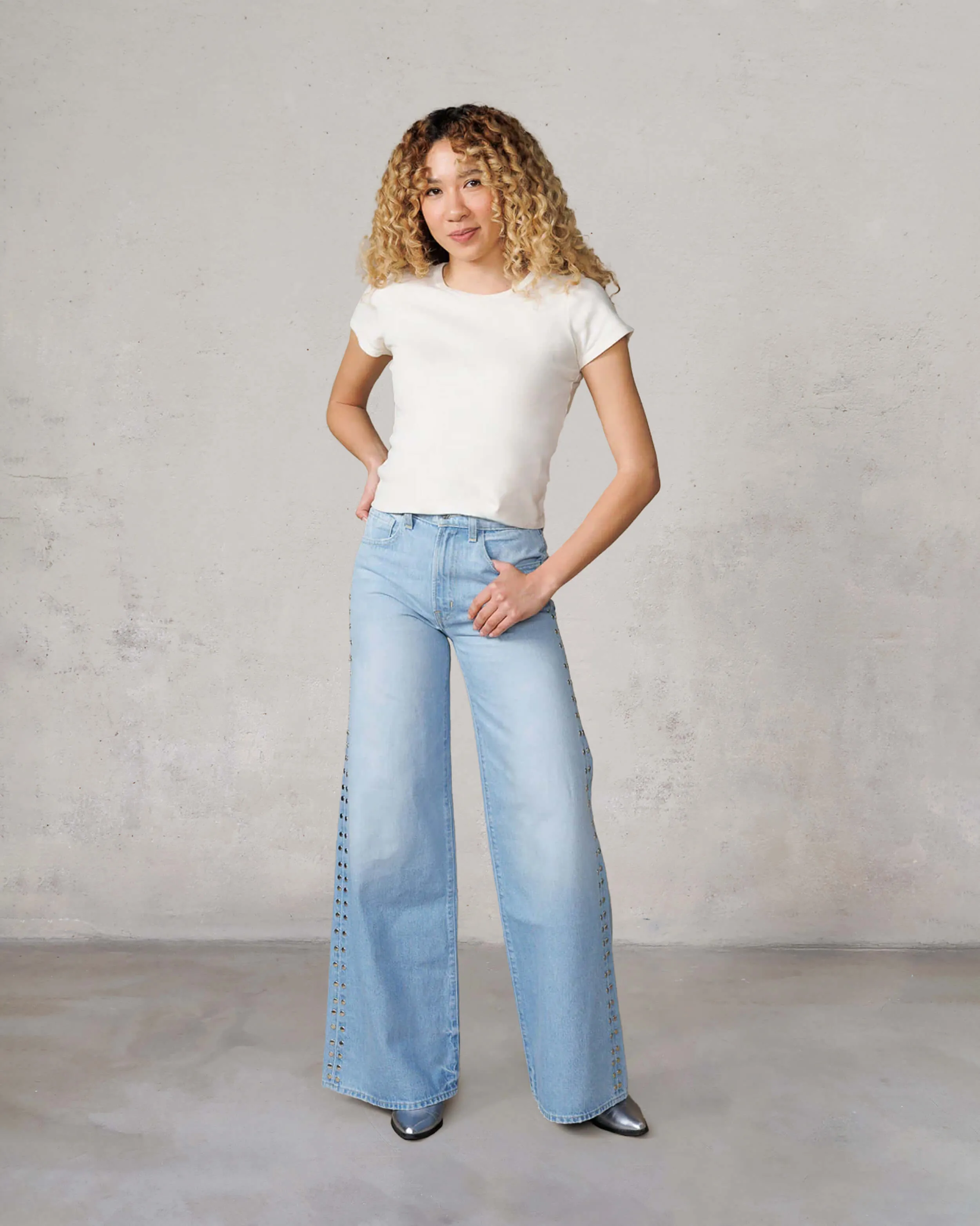 Marli Super Wide Leg || Juniper Stud sold by Edwin