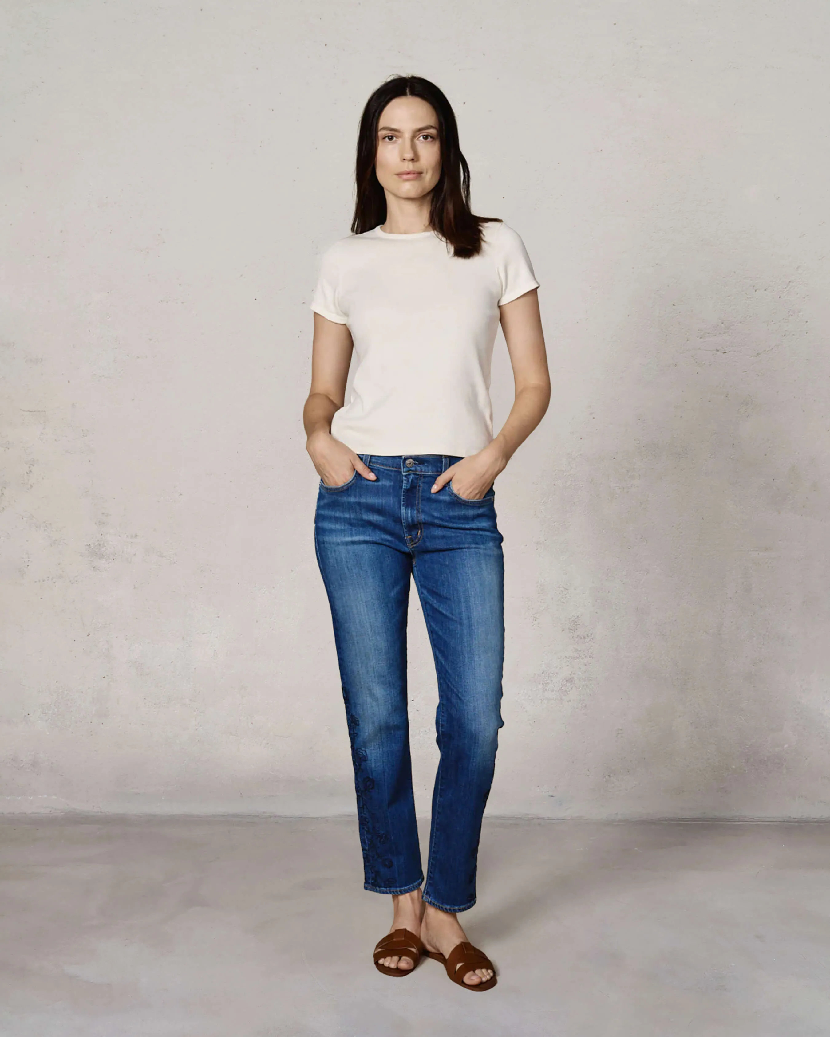 Elin Slim Straight || Zane Embroidery sold by Edwin