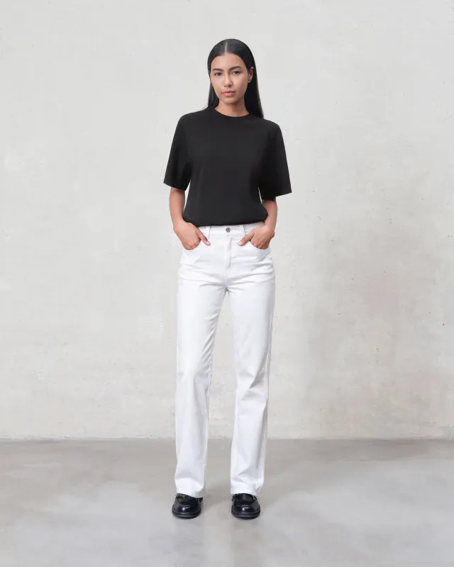 Marli Wide Leg With Raw Hem || Parchment sold by Edwin