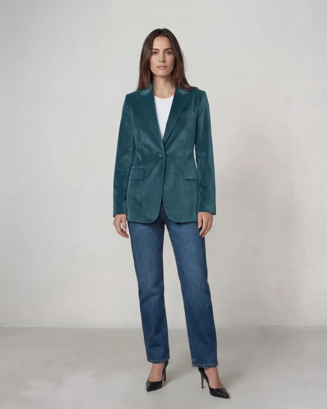 Velvet Blazer || Deep Lagoon sold by Edwin