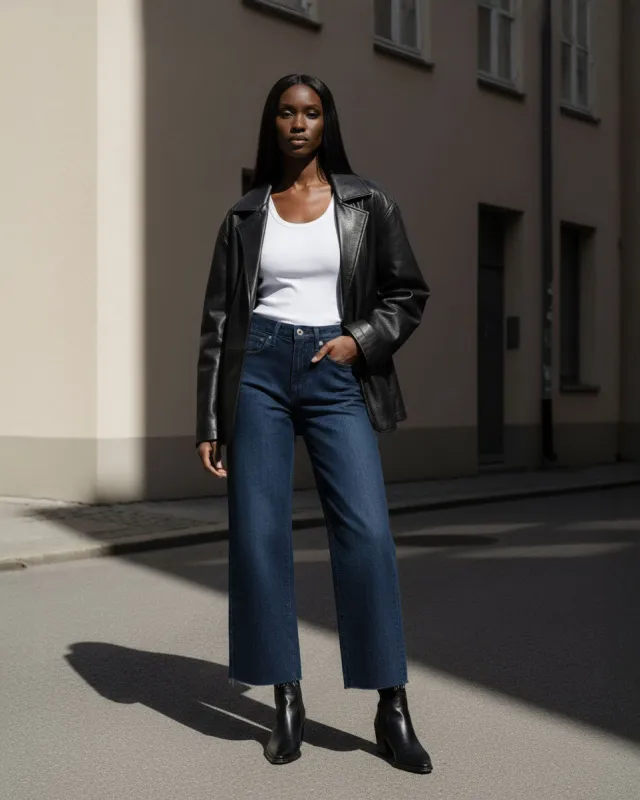 Marli Wide Leg Ankle With Raw Hem || Pebble made by Edwin