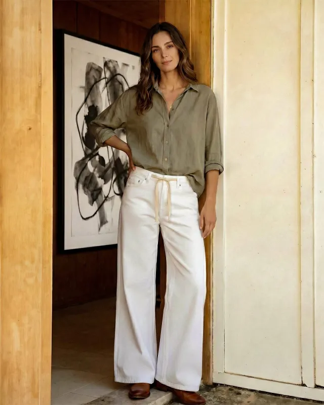 Sloane Wide Leg || Cottage White made by Edwin