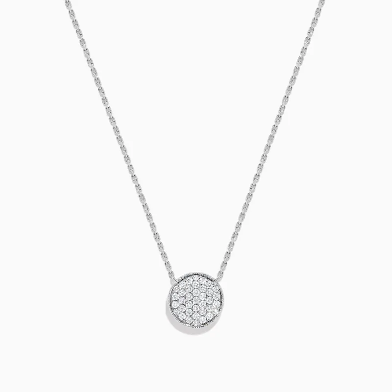 Pave Classica 14K White Gold Diamond Disc Necklace sold by Effy
