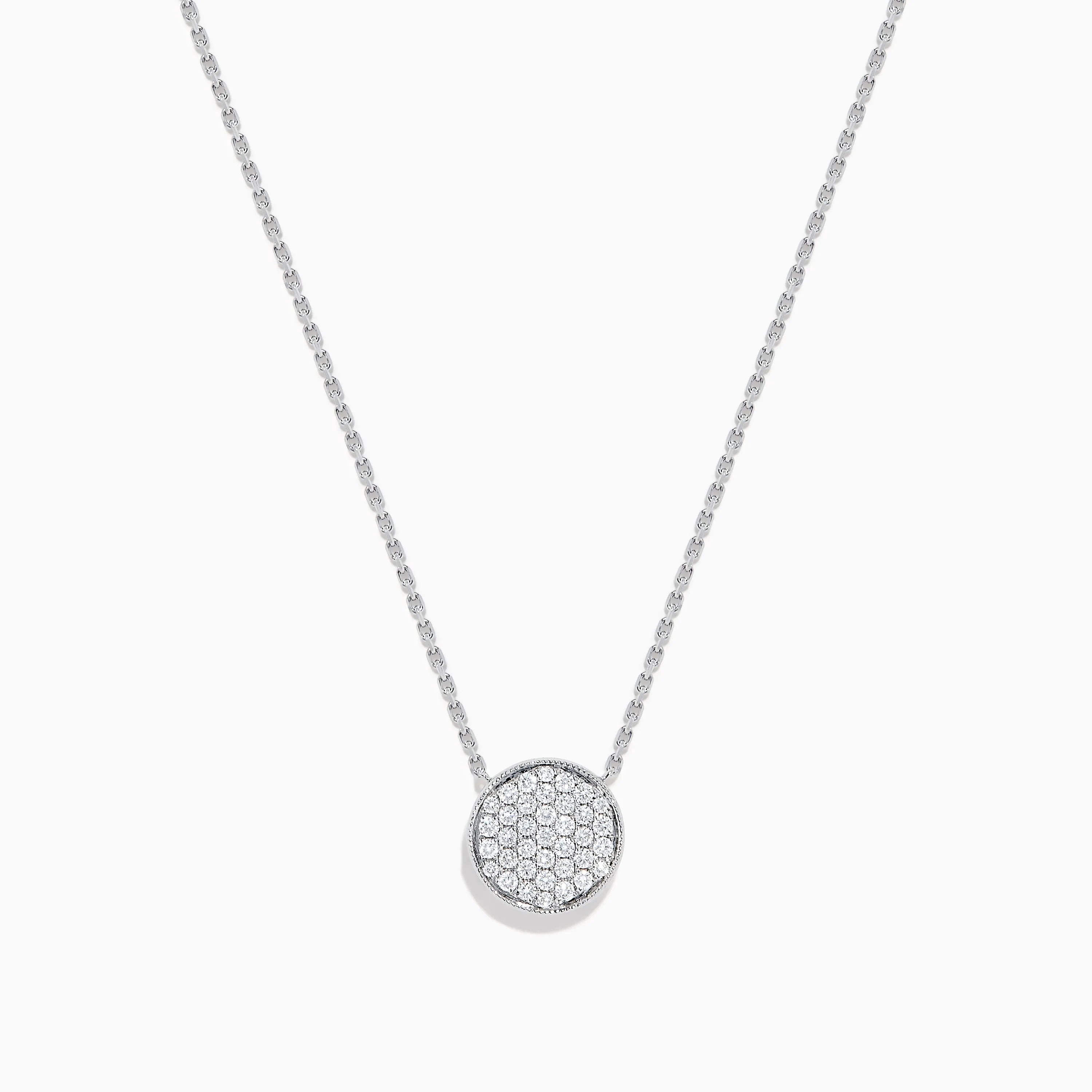 Pave Classica 14K White Gold Diamond Disc Necklace sold by Effy