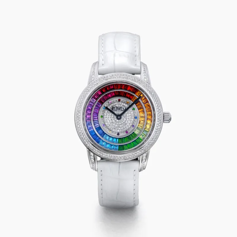 38MM Swiss Made Stainless Steel Watch with Diamonds, Rainbow Sapphires and Spinel sold by Effy