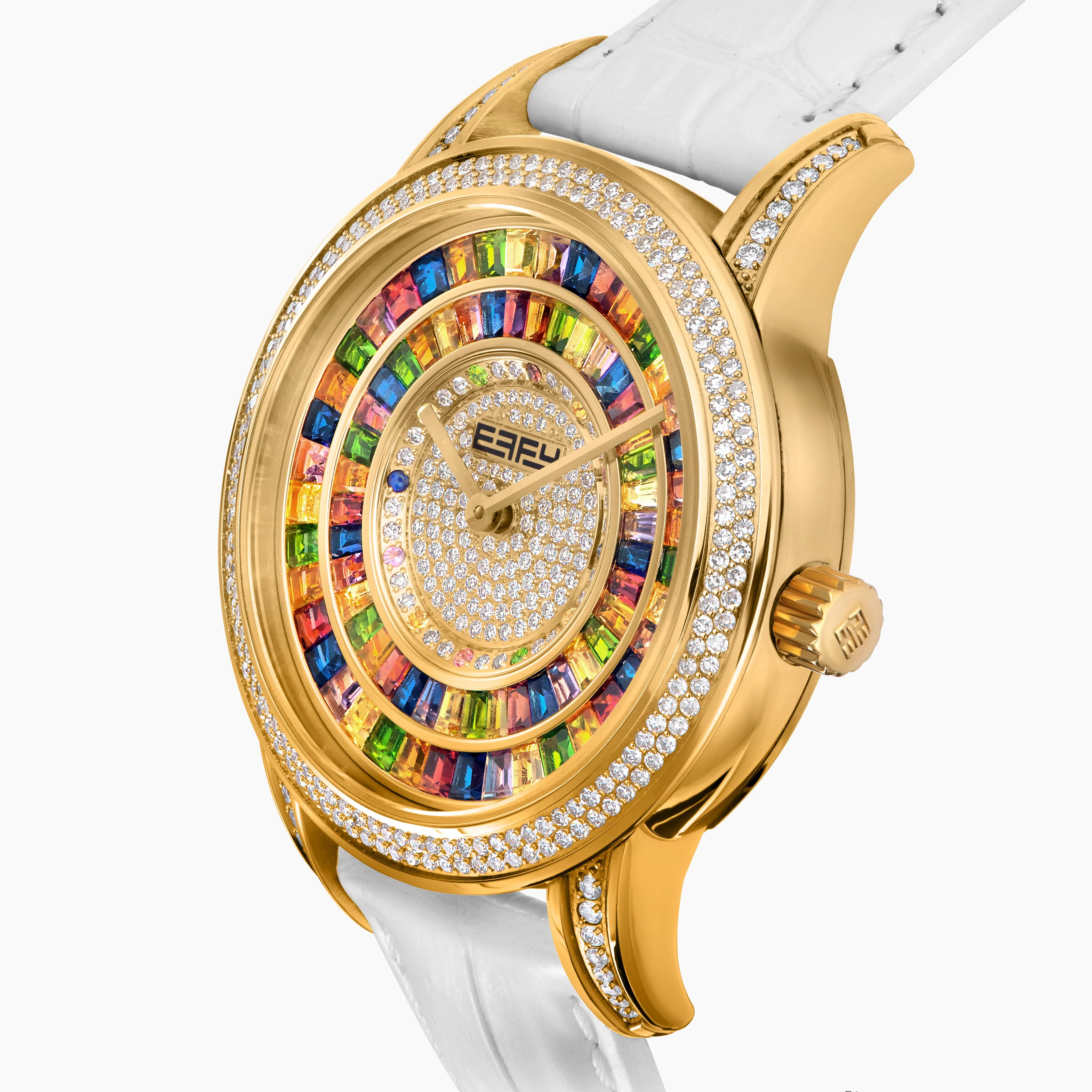 38MM Swiss Made 18K Yellow Gold Watch with Diamonds and Rainbow Spinel sold by Effy product image thumbnail 3