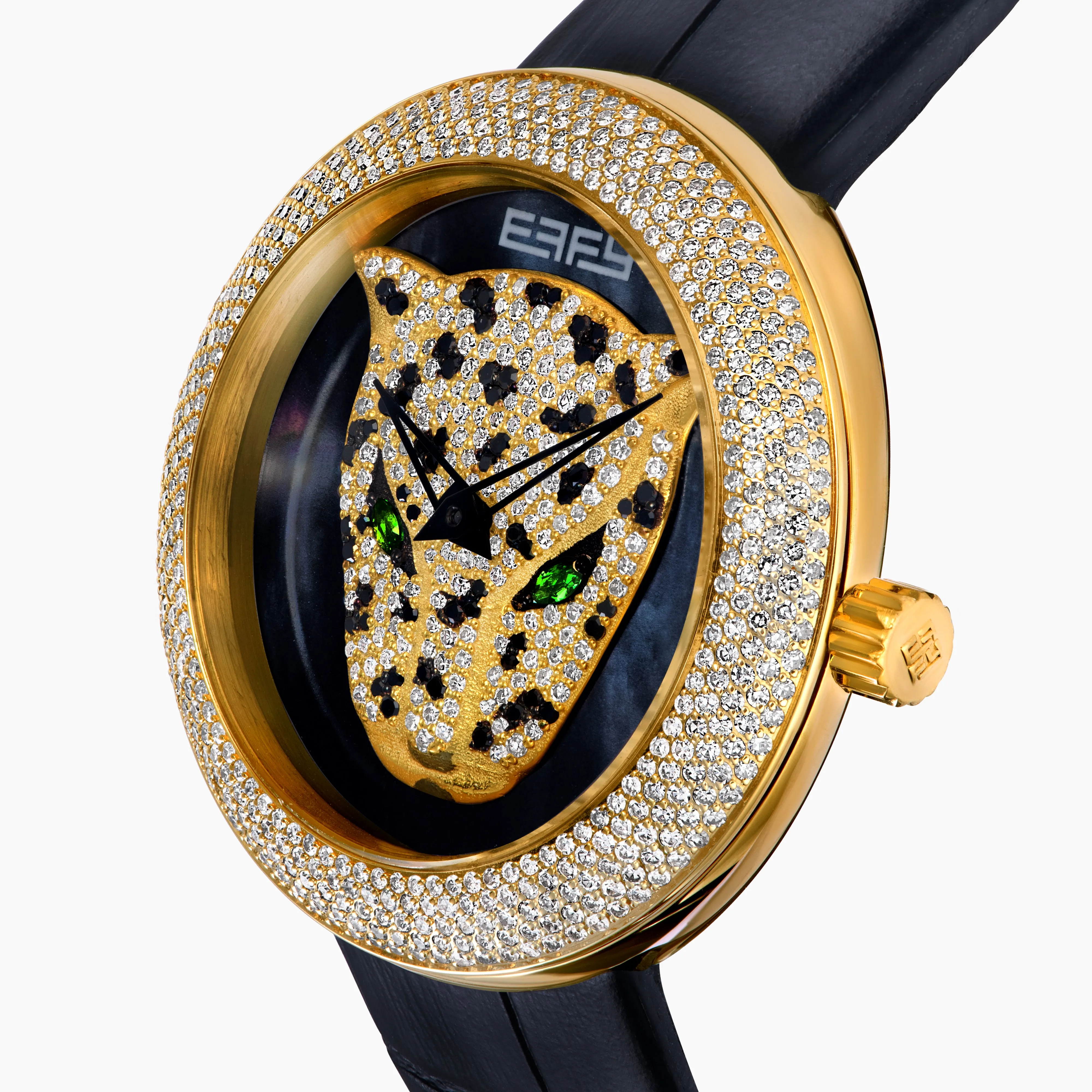 39MM Swiss Made 18K Yellow Gold Signature Round Panther Watch with Diamonds sold by Effy product image thumbnail 3