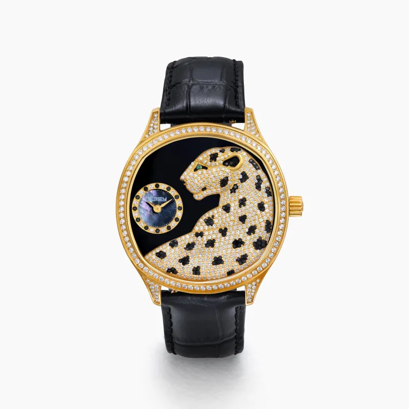 41MM Swiss Made 18K Yellow Gold Signature Panther Watch with Diamonds sold by Effy