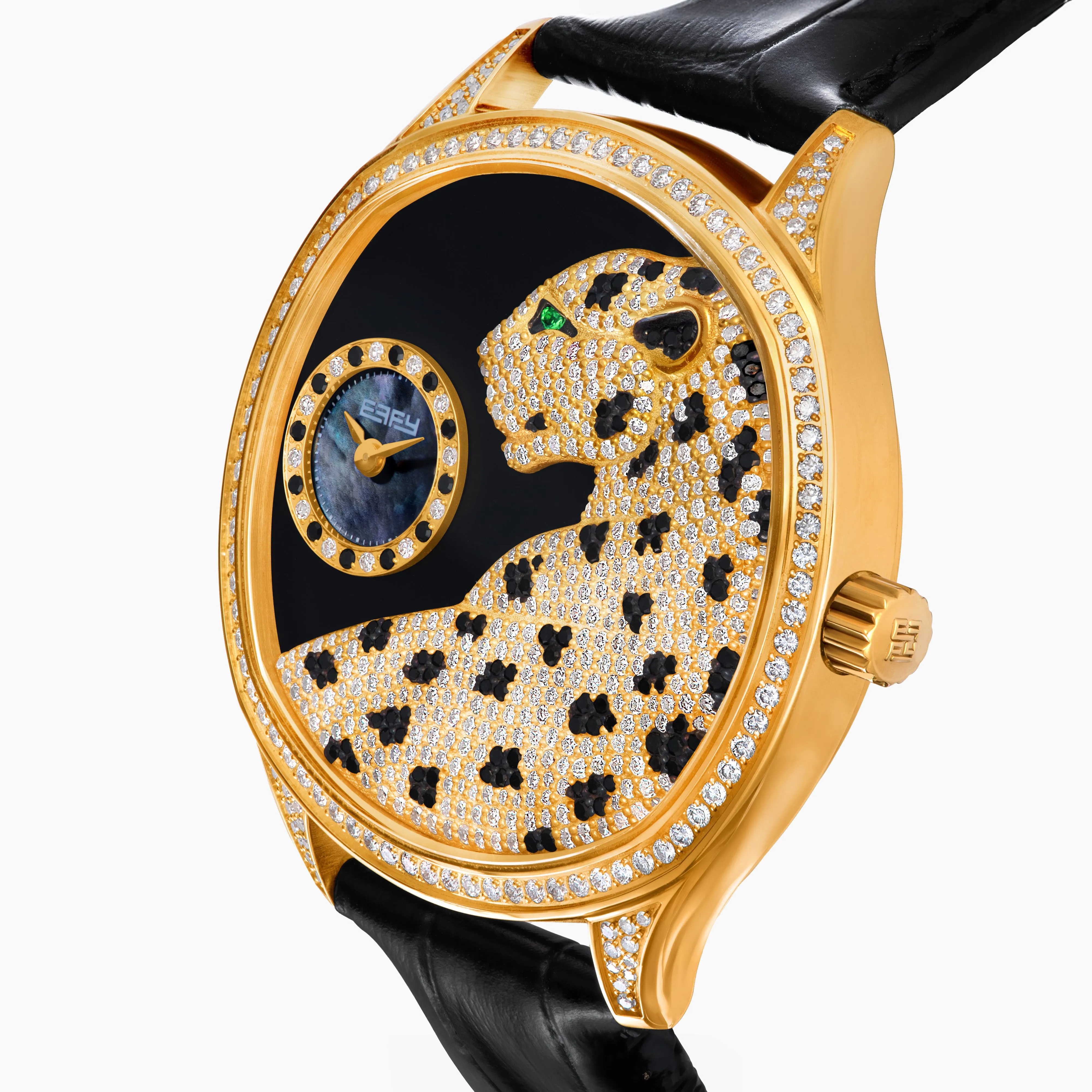 41MM Swiss Made 18K Yellow Gold Signature Panther Watch with Diamonds sold by Effy product image thumbnail 3