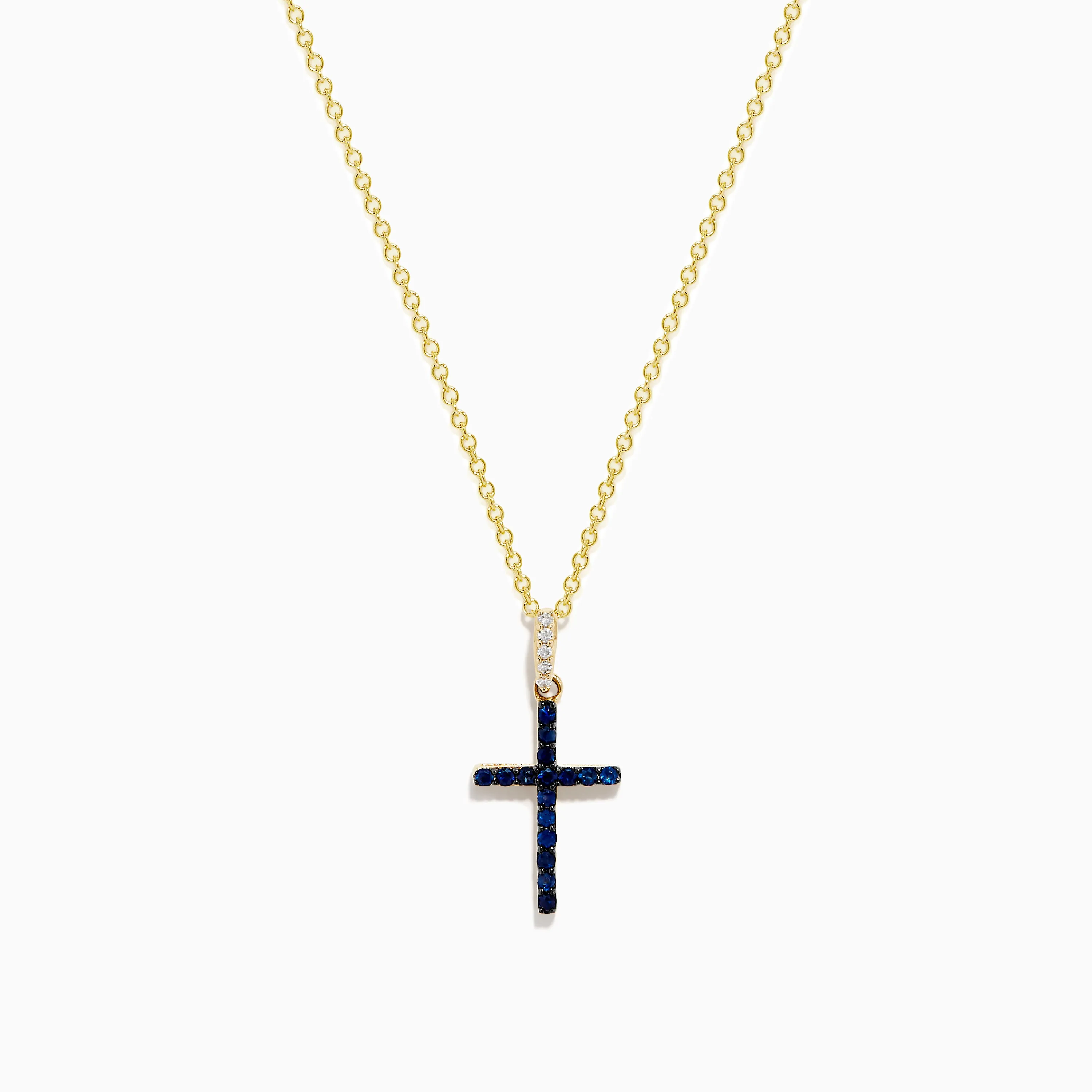 Novelty 14K Yellow Gold Sapphire and Diamond Cross Pendant sold by Effy