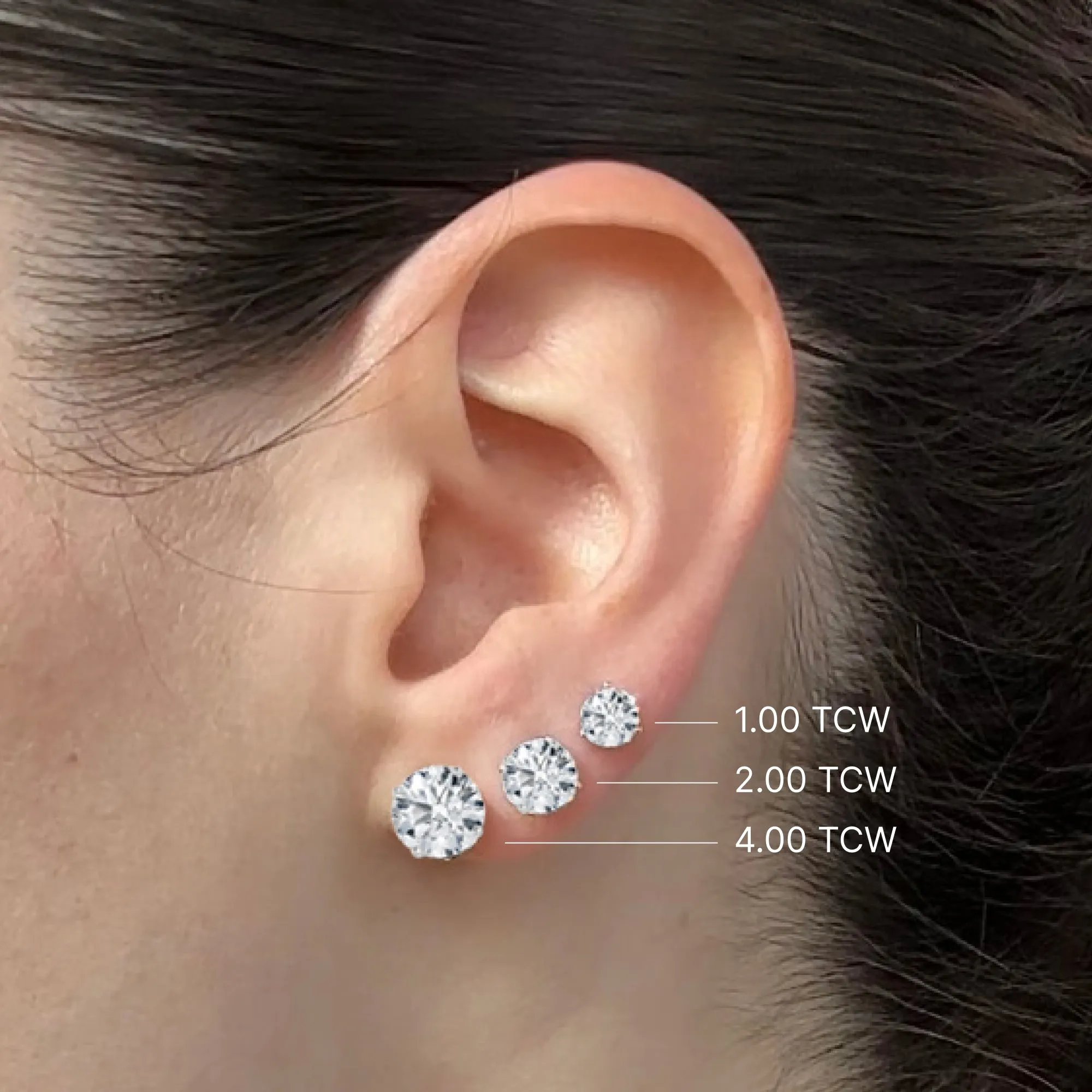 Lab Grown Diamond 4.00ct Stud Earrings in 14K White Gold sold by Effy product image thumbnail 5