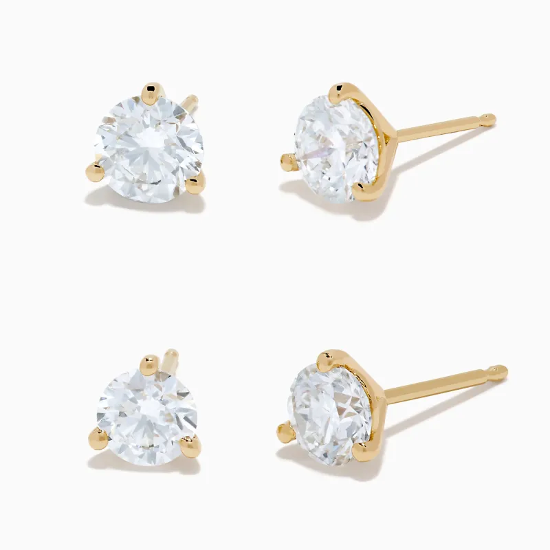BOGO Lab Grown Diamond Stud Earrings 2TCW + 1TCW in 14K Yellow Gold sold by Effy