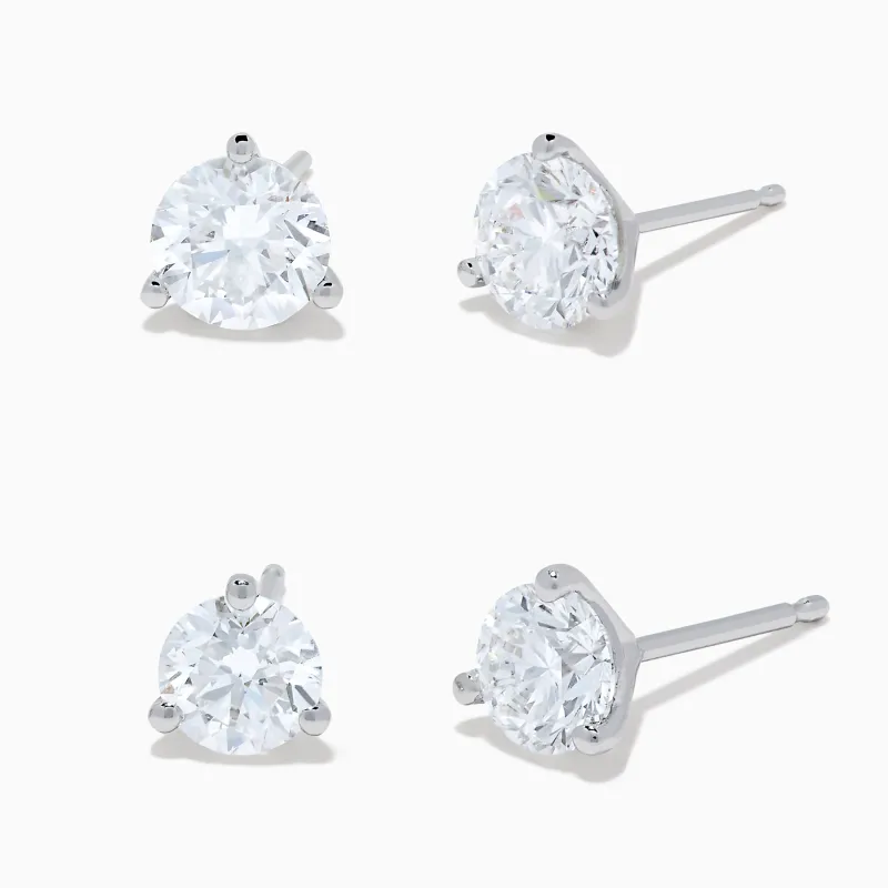 BOGO Lab Grown Diamond Stud Earrings 2TCW + 1TCW in 14K White Gold sold by Effy