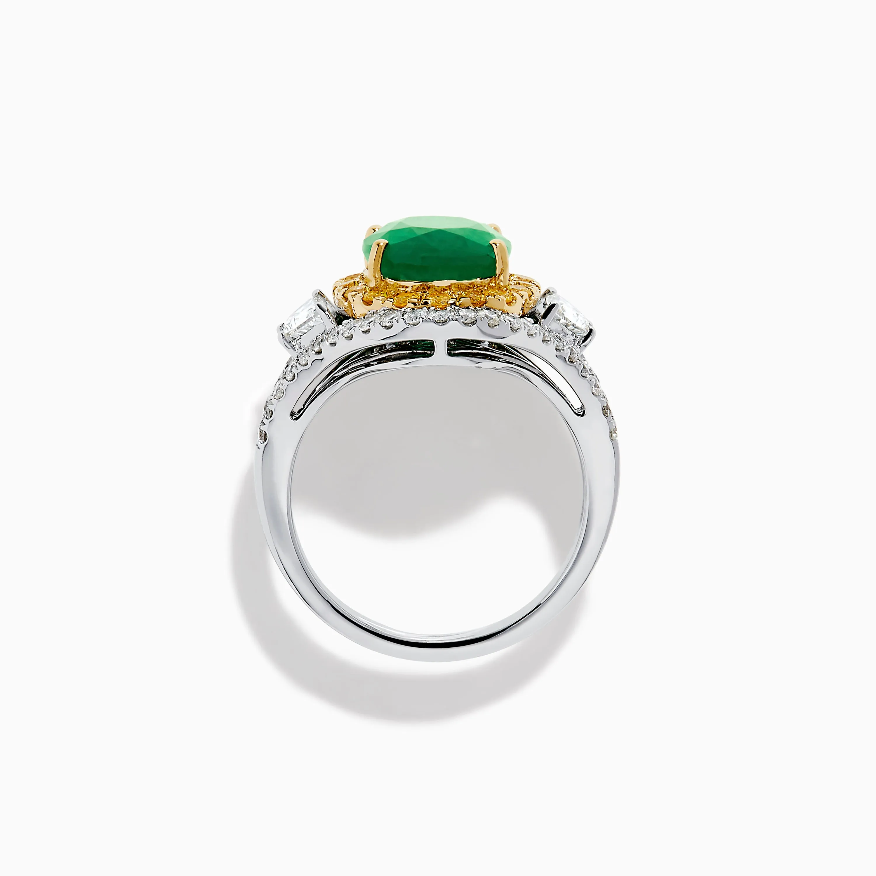 18K Gold Emerald, Yellow and White Diamond Double Halo Ring sold by Effy product image thumbnail 3