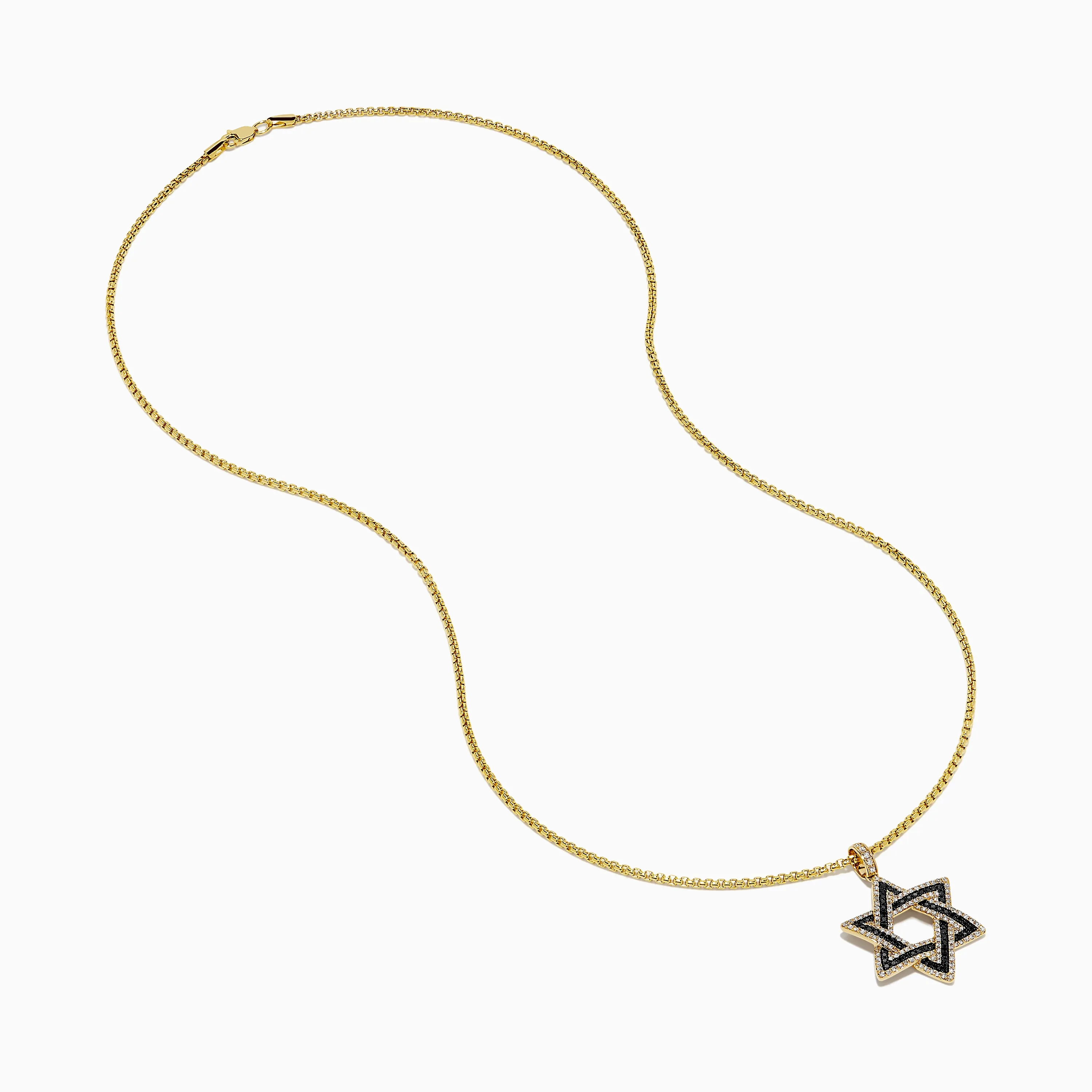 Men's 14K Yellow Gold Star of David Black and White Diamond Pendant sold by Effy product image thumbnail 2