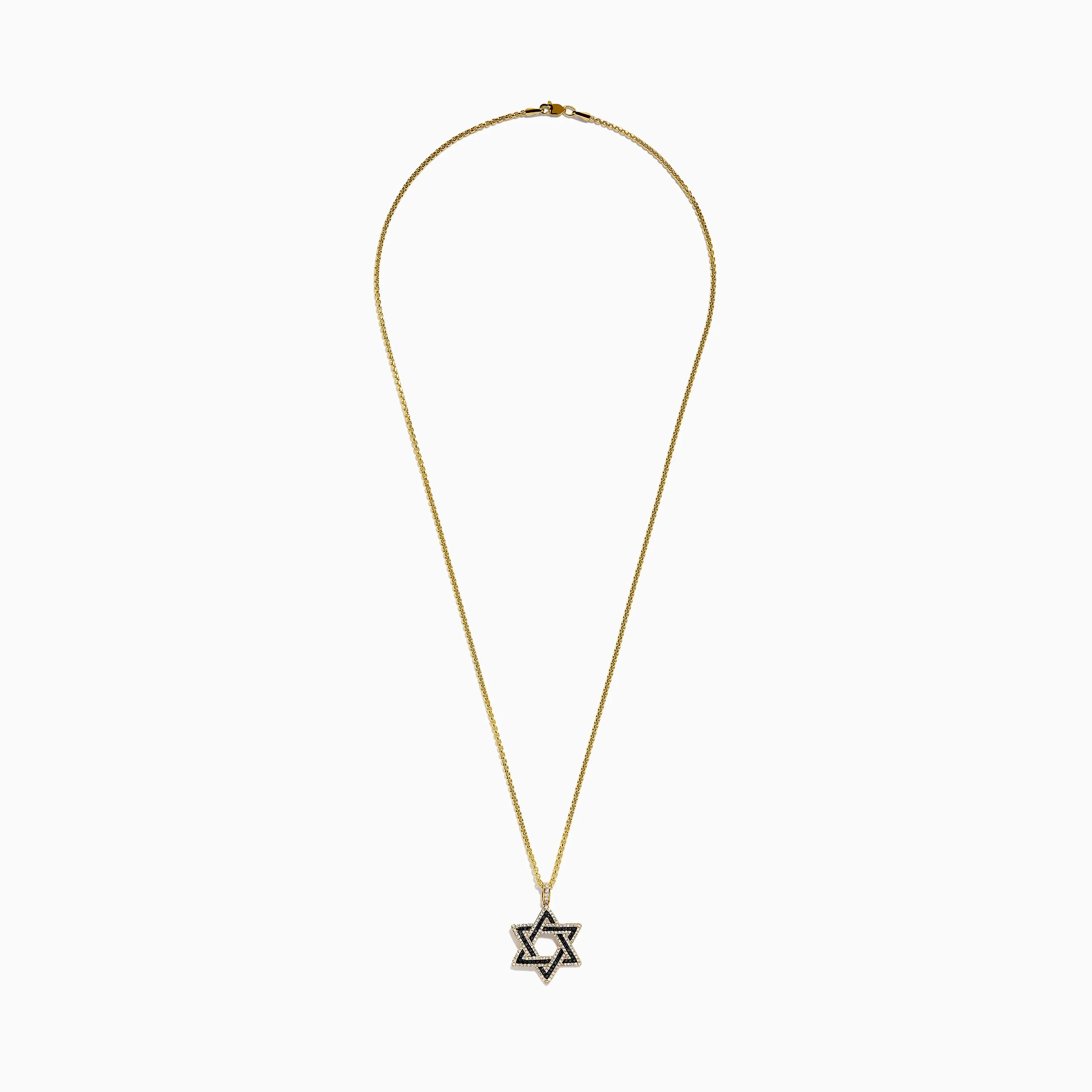Men's 14K Yellow Gold Star of David Black and White Diamond Pendant sold by Effy product image thumbnail 3