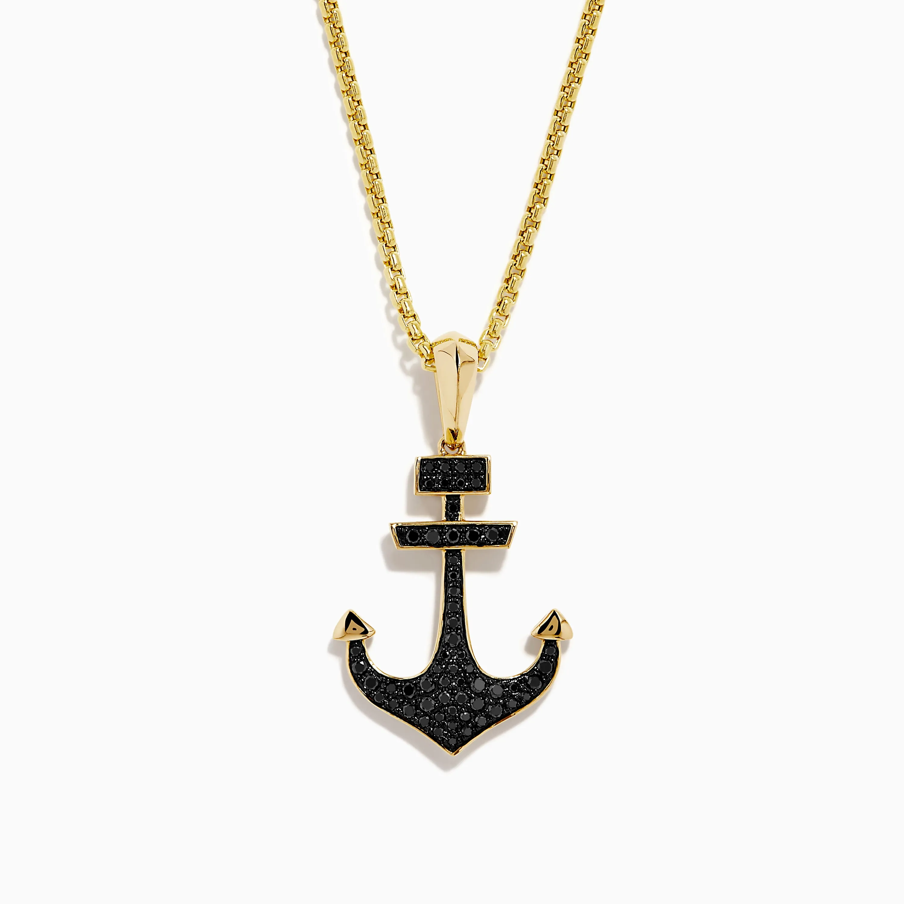 Men's 14K Yellow Gold Black Diamond Anchor Pendant sold by Effy