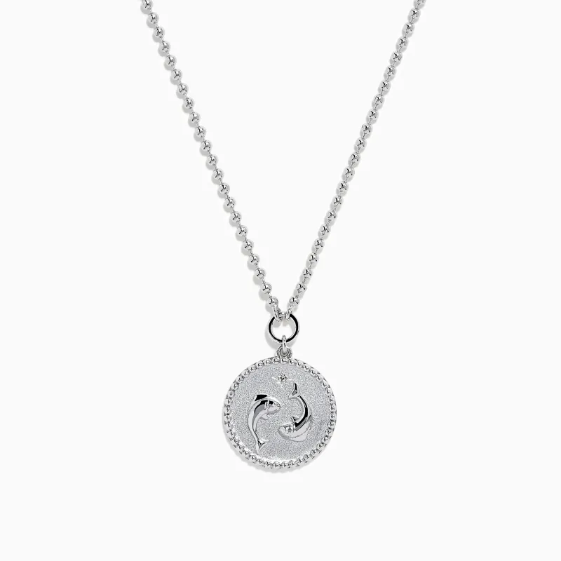 Zodiac 925 Sterling Silver and Diamond Pisces Necklace sold by Effy
