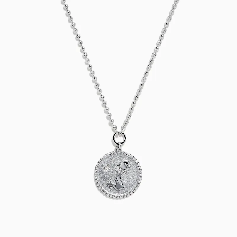 Zodiac 925 Sterling Silver and Diamond Aquarius Necklace sold by Effy