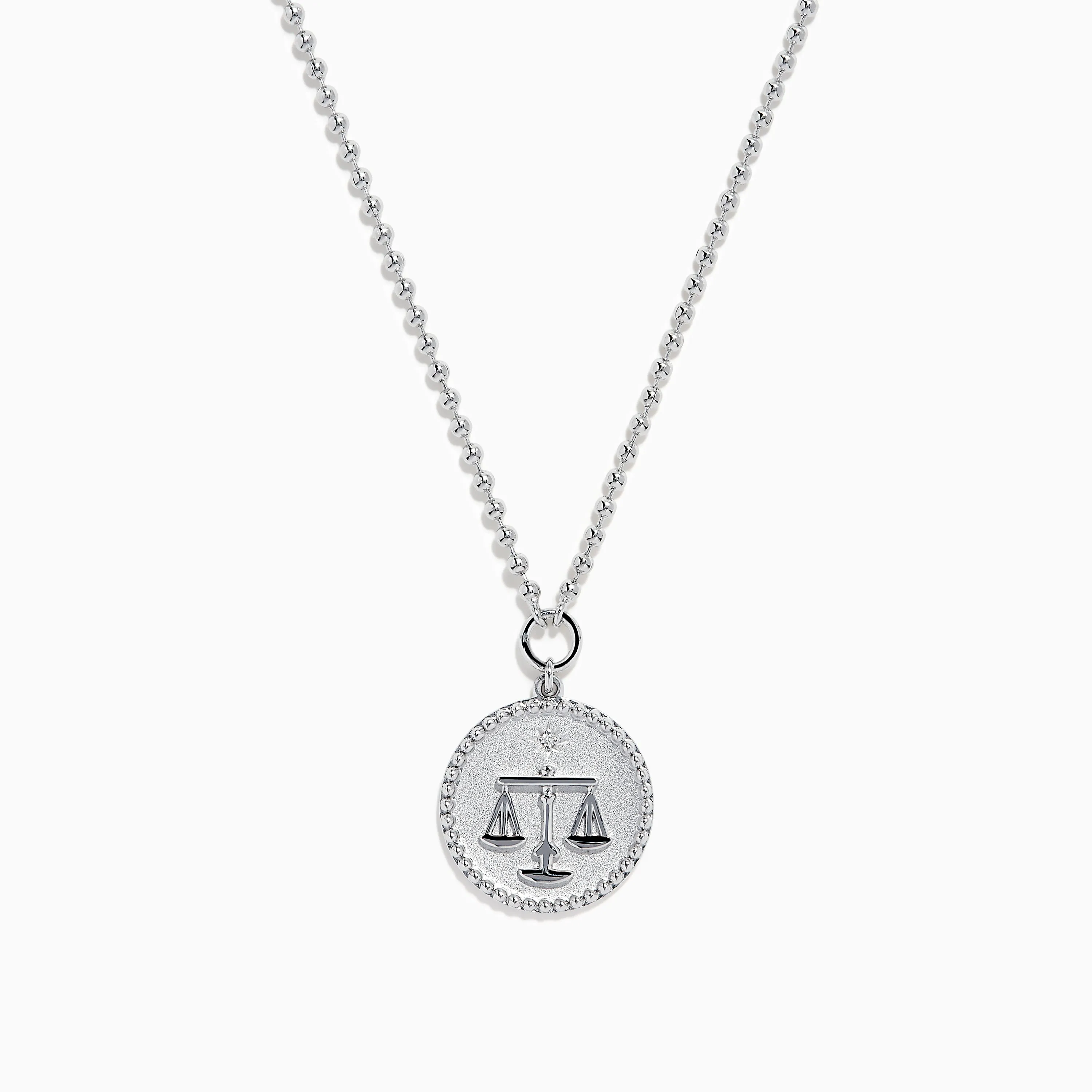 Zodiac 925 Sterling Silver and Diamond Libra Necklace sold by Effy