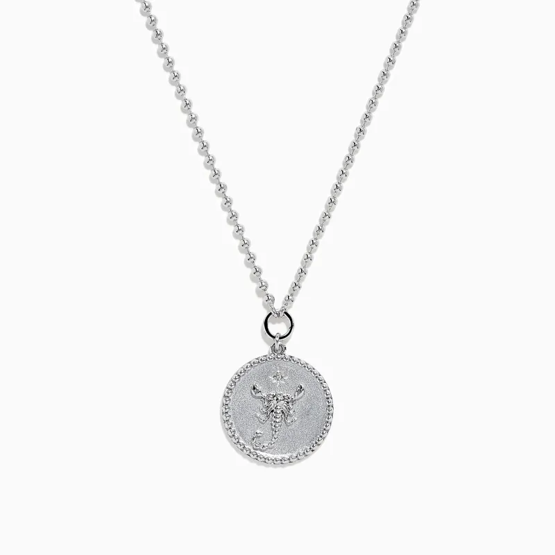 Zodiac 925 Sterling Silver and Diamond Scorpio Necklace sold by Effy