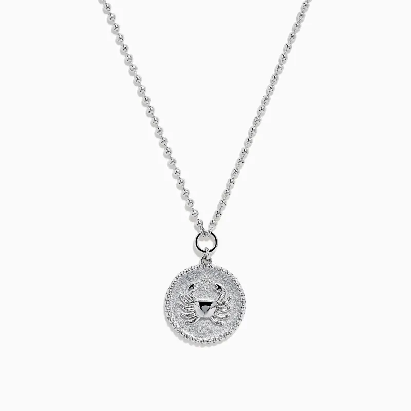 Zodiac 925 Sterling Silver and Diamond Cancer Necklace sold by Effy