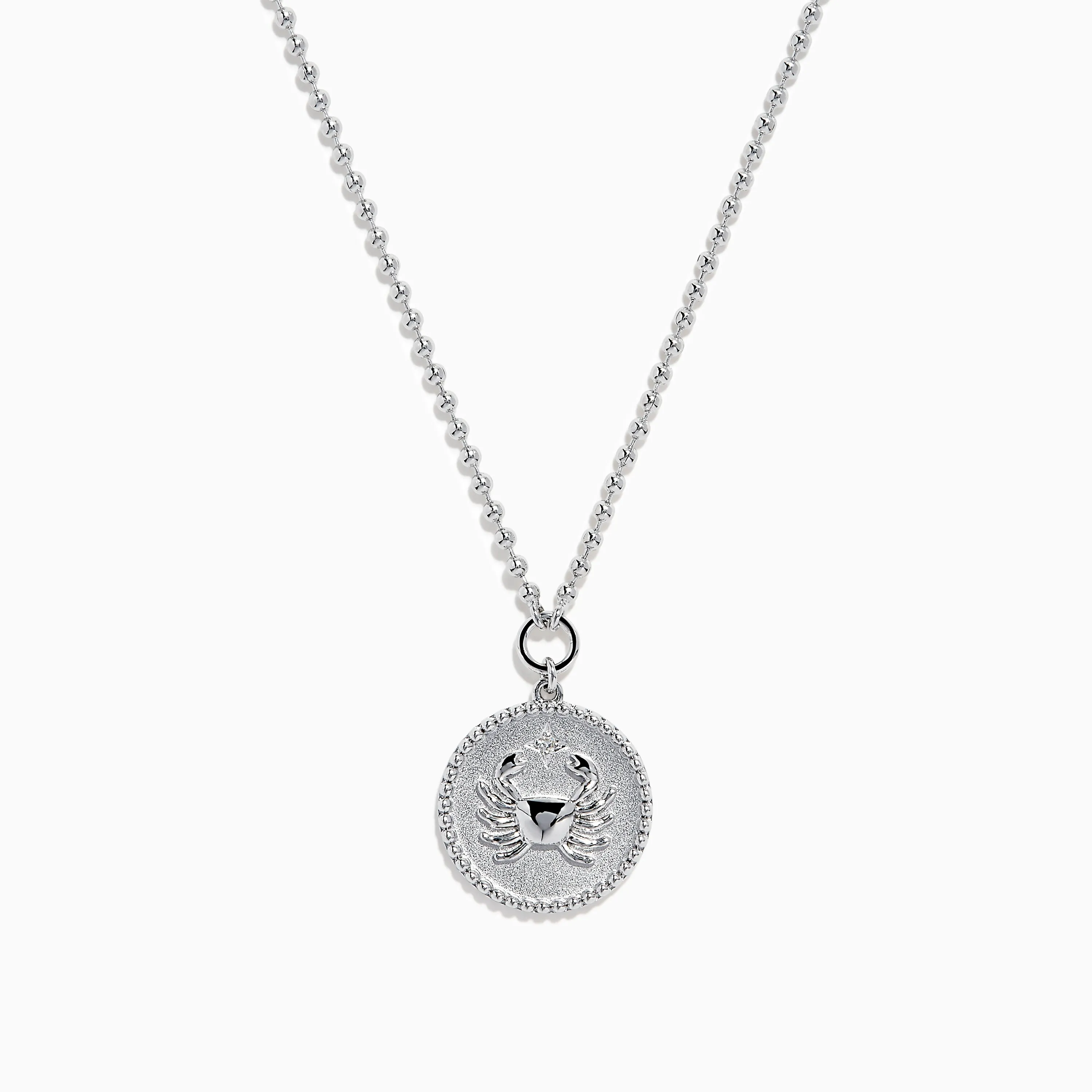Zodiac 925 Sterling Silver and Diamond Cancer Necklace sold by Effy