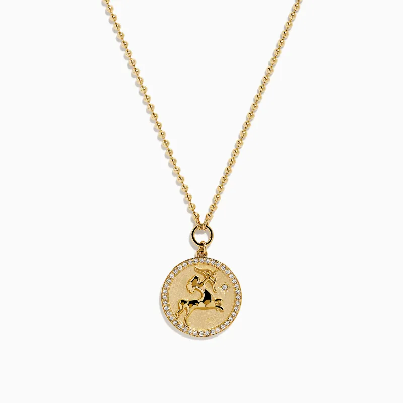 Zodiac 14K Yellow Gold and Diamond Sagittarius Necklace sold by Effy