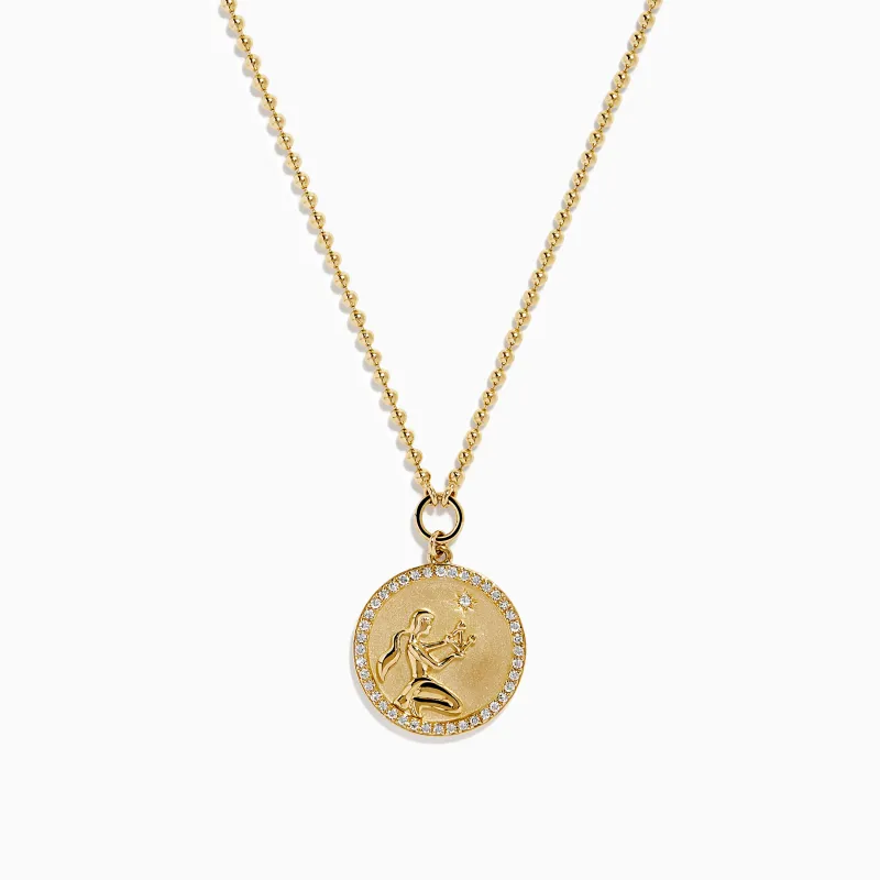 Zodiac 14K Yellow Gold and Diamond Virgo Necklace sold by Effy