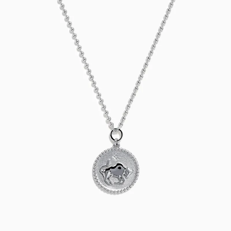 Zodiac 925 Sterling Silver and Diamond Taurus Necklace sold by Effy