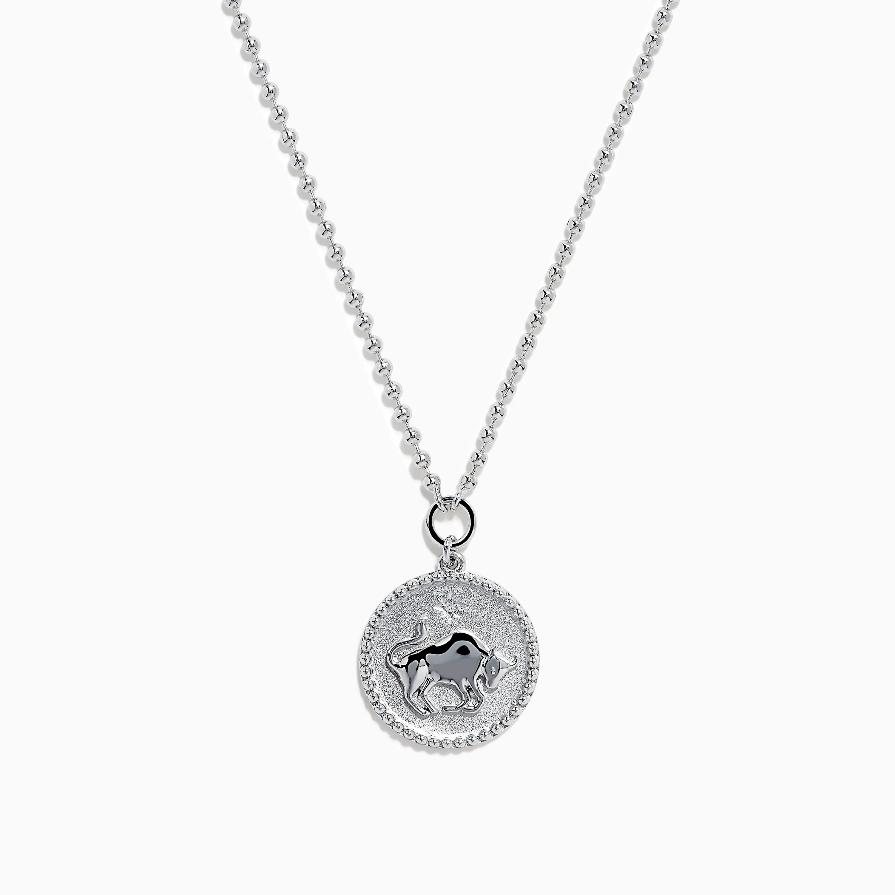 Zodiac 925 Sterling Silver and Diamond Taurus Necklace sold by Effy