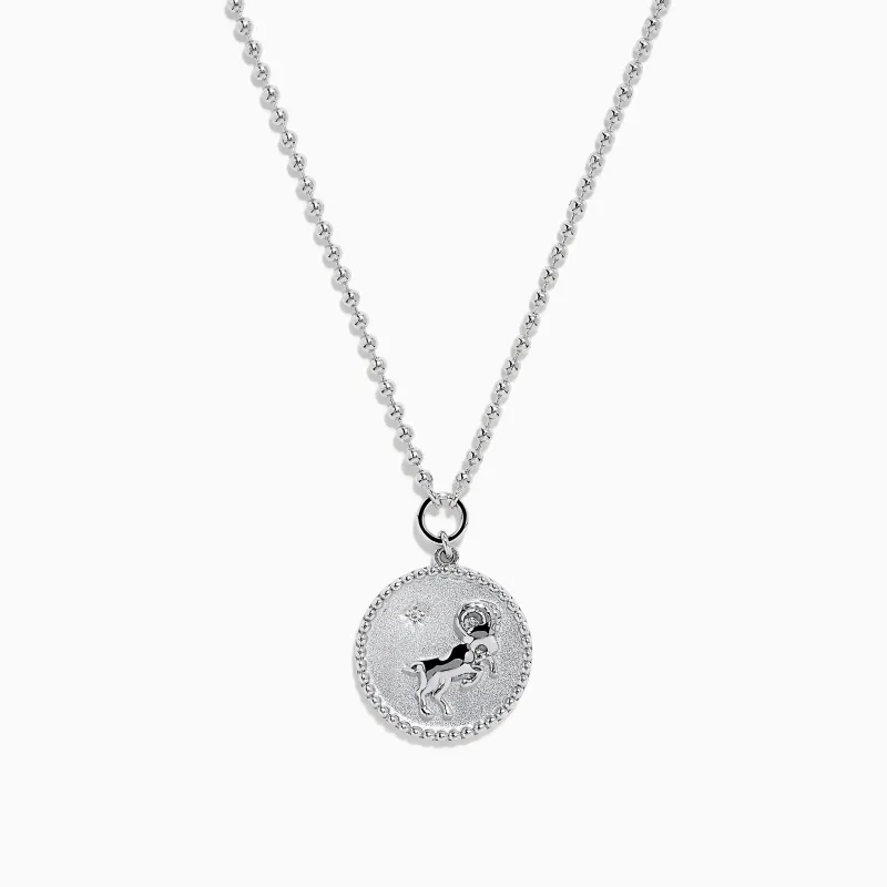 Zodiac 925 Sterling Silver and Diamond Aries Necklace sold by Effy