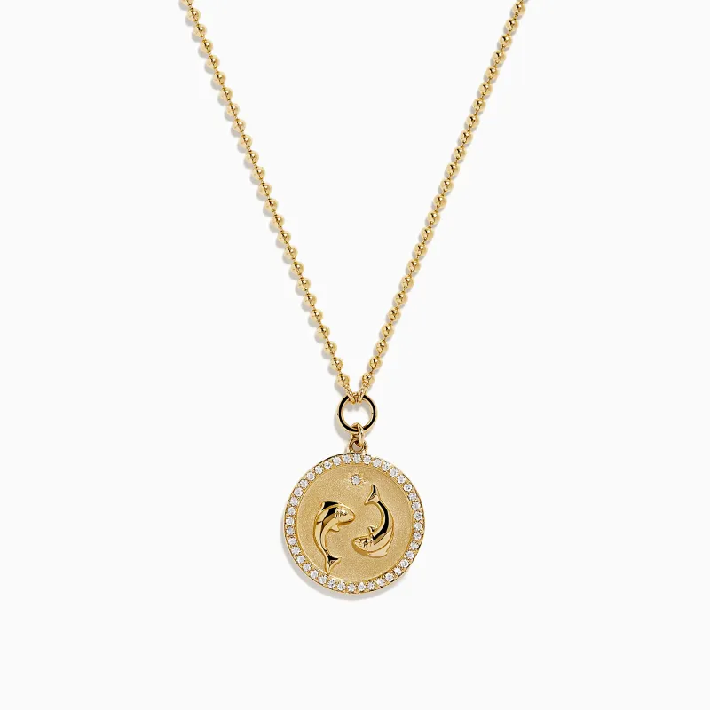 Zodiac 14K Yellow Gold and Diamond Pisces Necklace sold by Effy