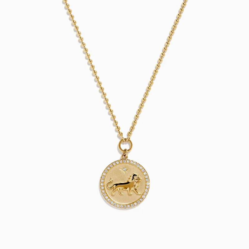 Zodiac 14K Yellow Gold and Diamond Leo Necklace sold by Effy