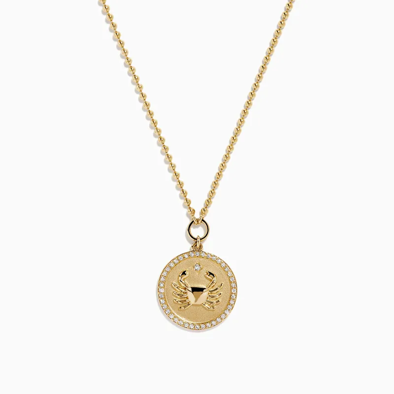 Zodiac 14K Yellow Gold and Diamond Cancer Necklace sold by Effy