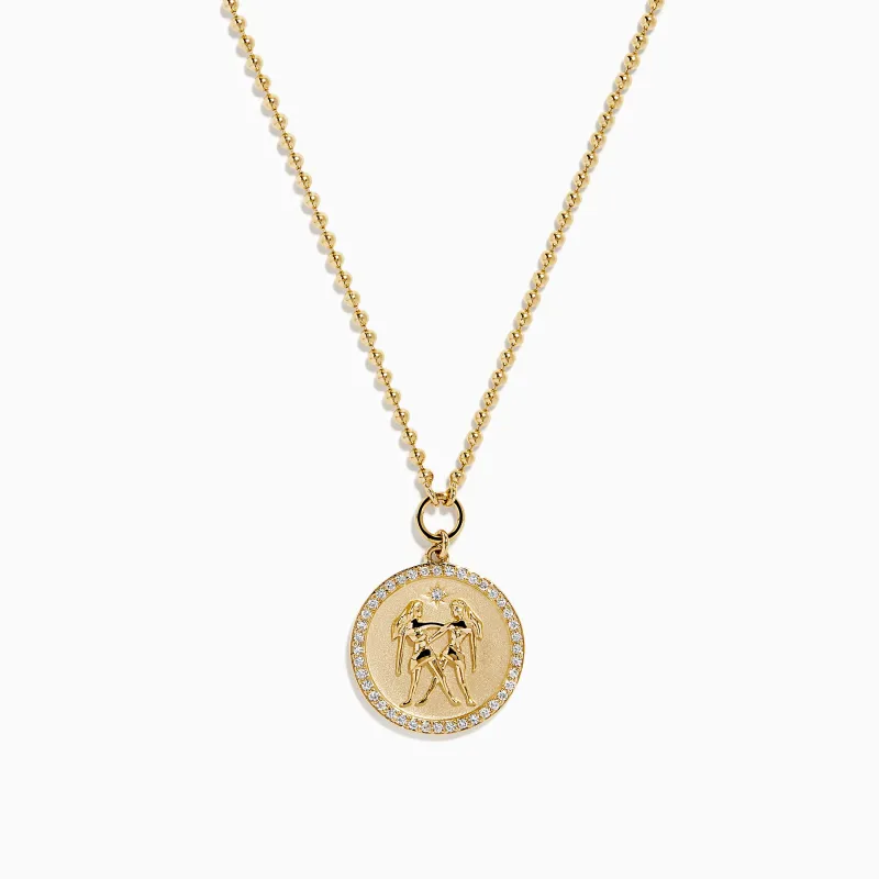 Zodiac 14K Yellow Gold and Diamond Gemini Necklace sold by Effy