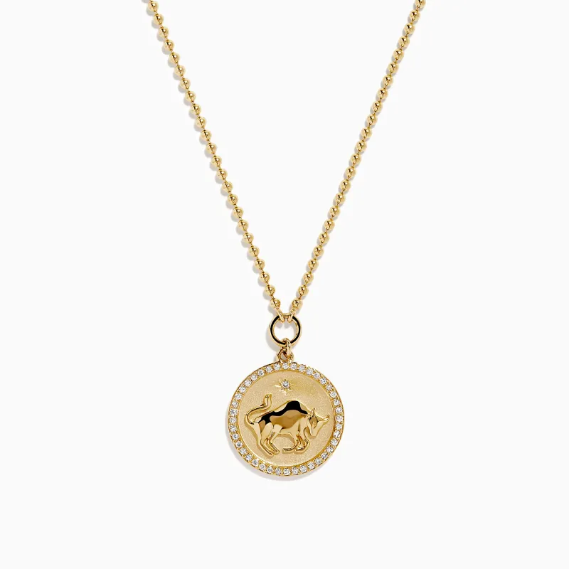 Zodiac 14K Yellow Gold and Diamond Taurus Necklace sold by Effy
