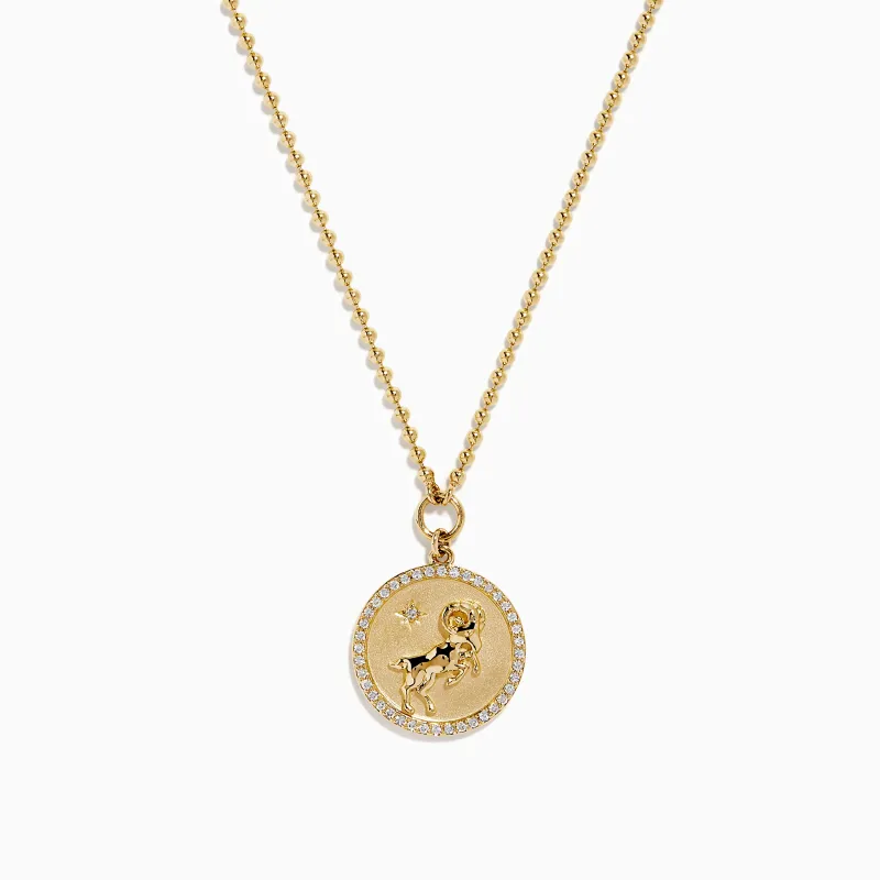 Zodiac 14K Yellow Gold and Diamond Aries Necklace sold by Effy
