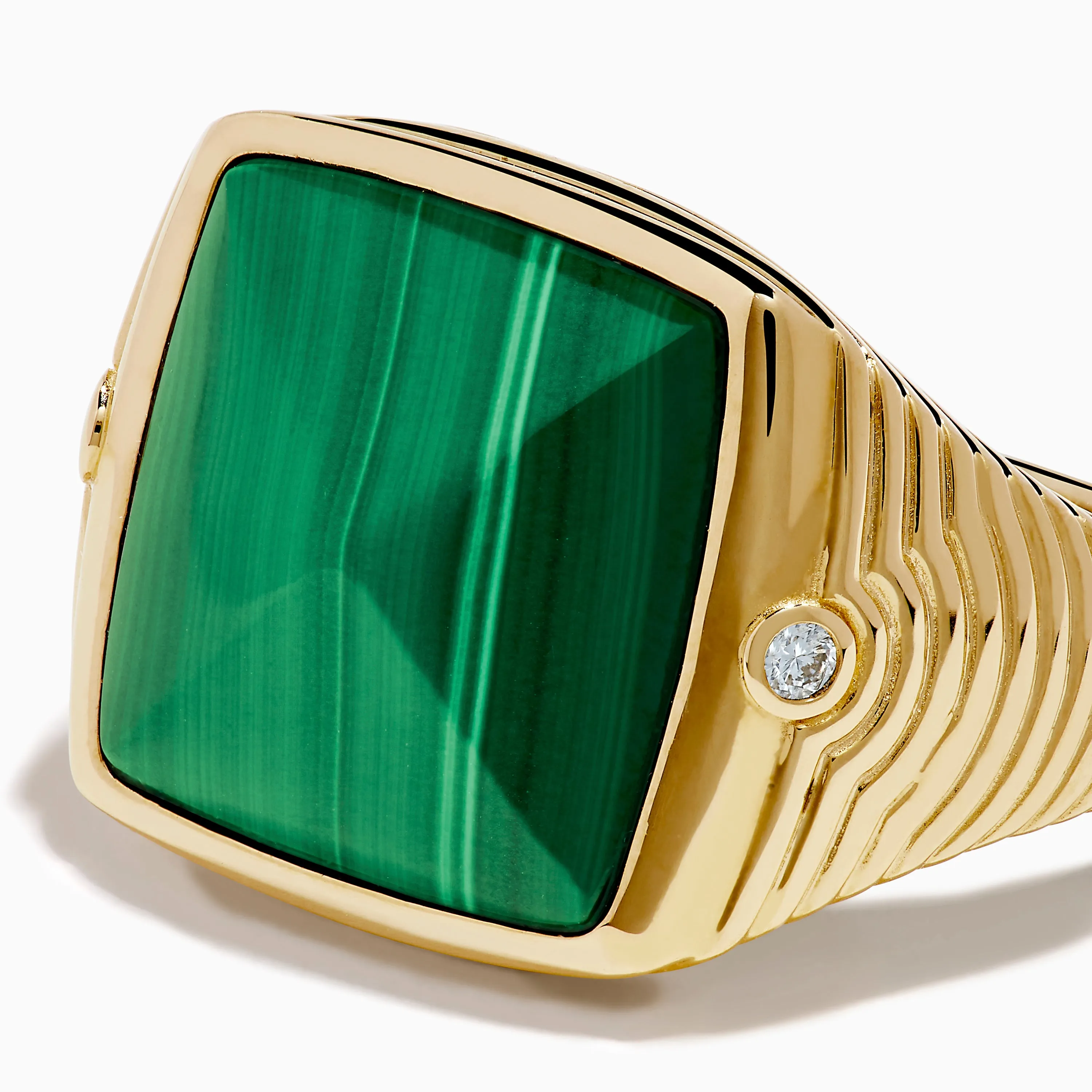 Men's 14K Yellow Gold Malachite and Diamond Ring sold by Effy product image thumbnail 2