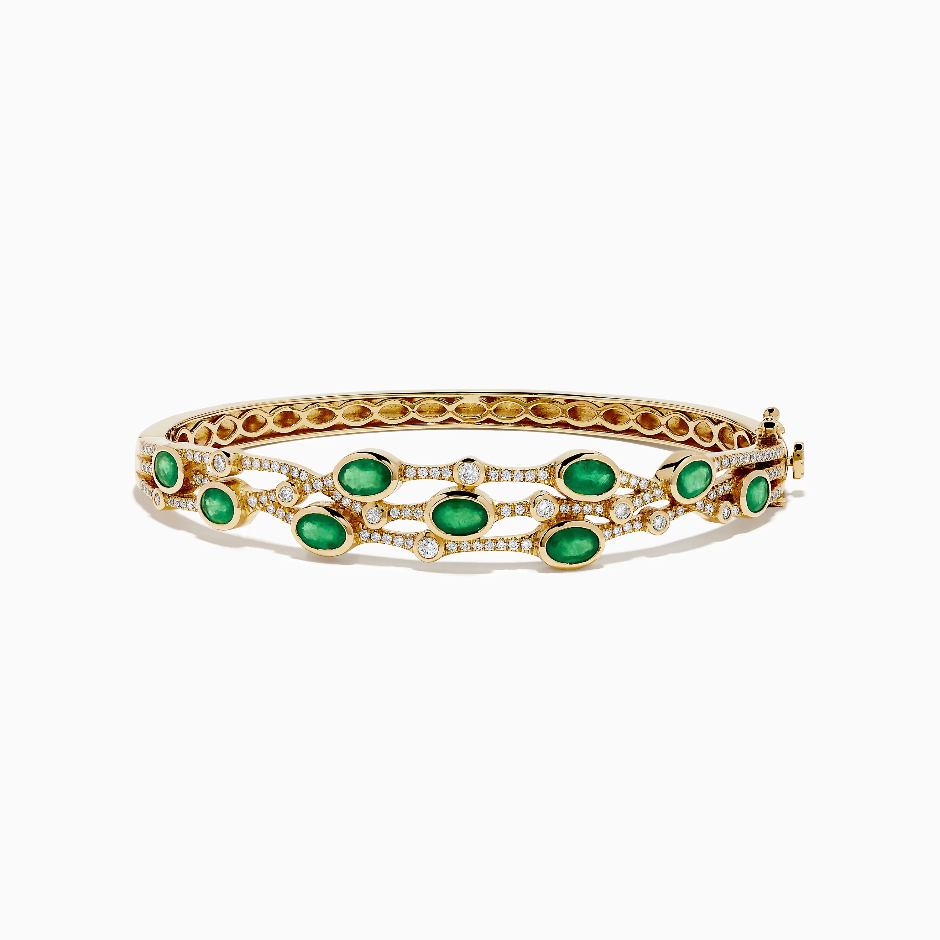 14K Yellow Gold Emerald and Diamond Bangle sold by Effy