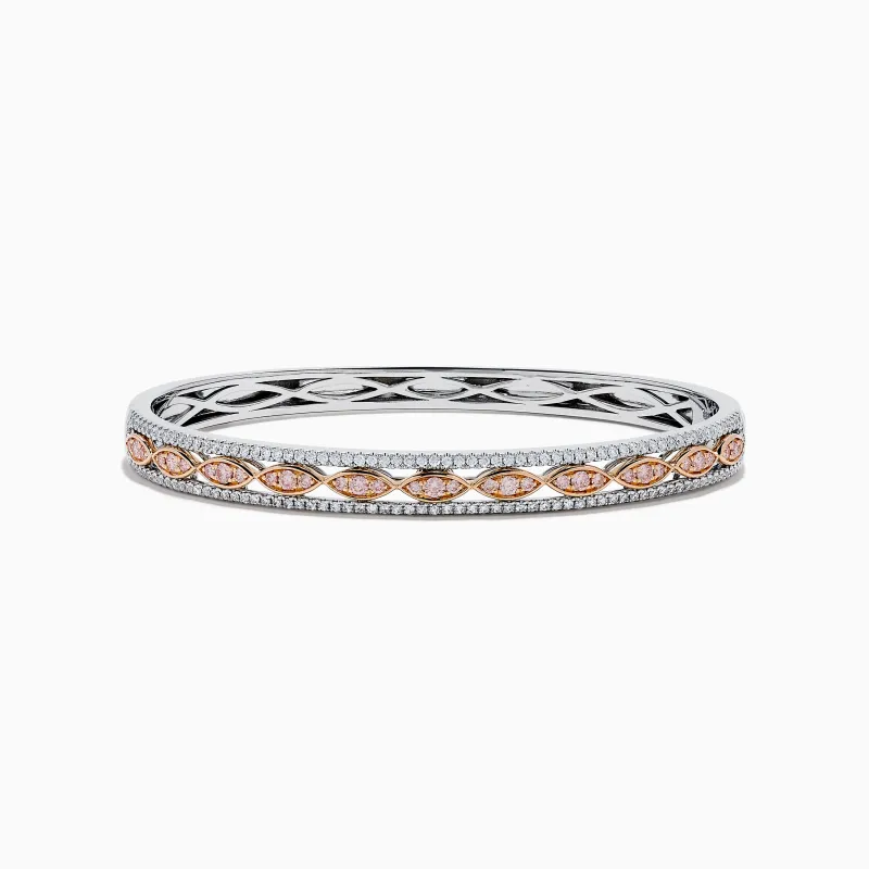14K Two-Tone Gold Pink and White Diamond Bangle sold by Effy