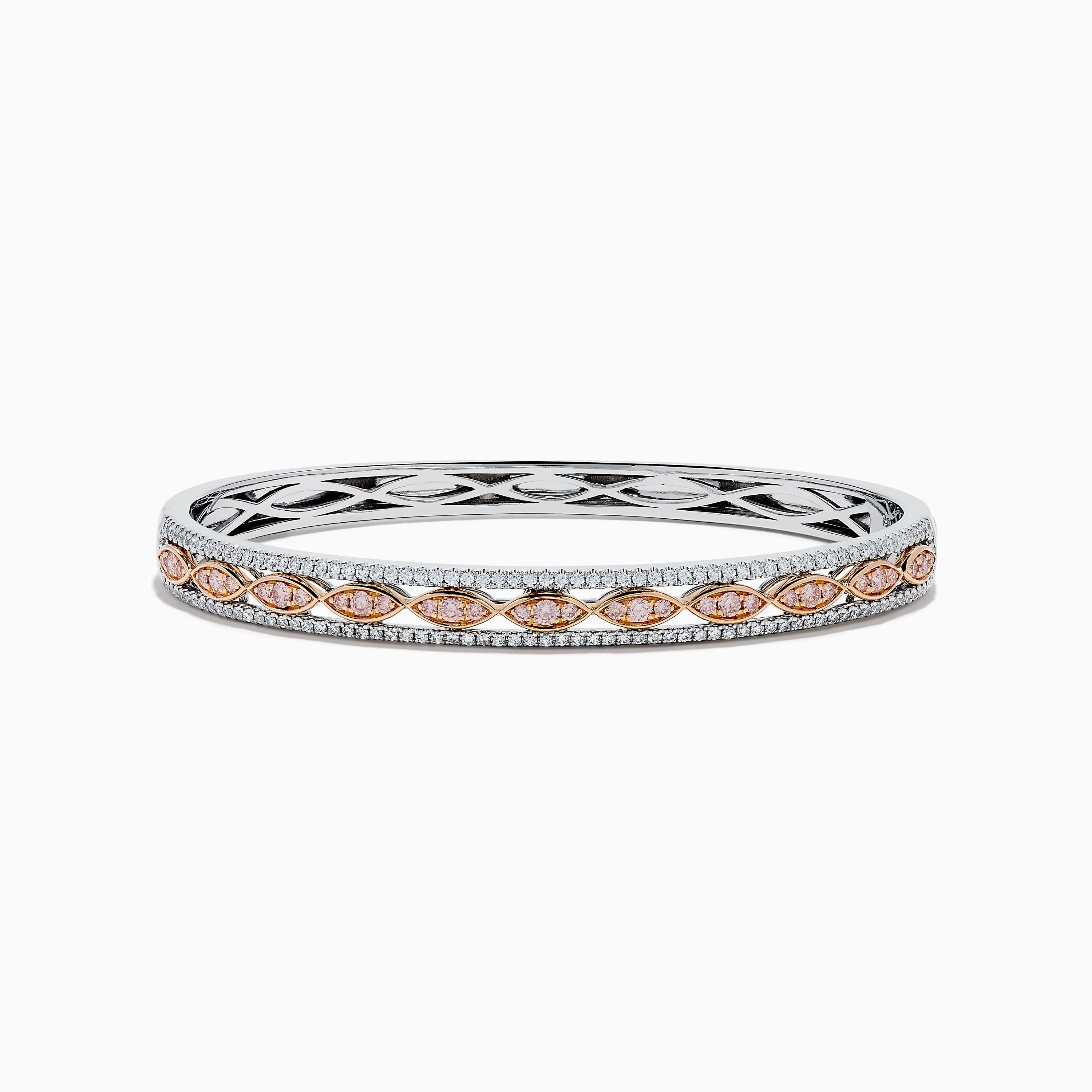 14K Two-Tone Gold Pink and White Diamond Bangle sold by Effy